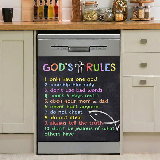 God's Top Ten Dishwasher Cover, Ten Commandments For Boys, Kids Kitchen Decor