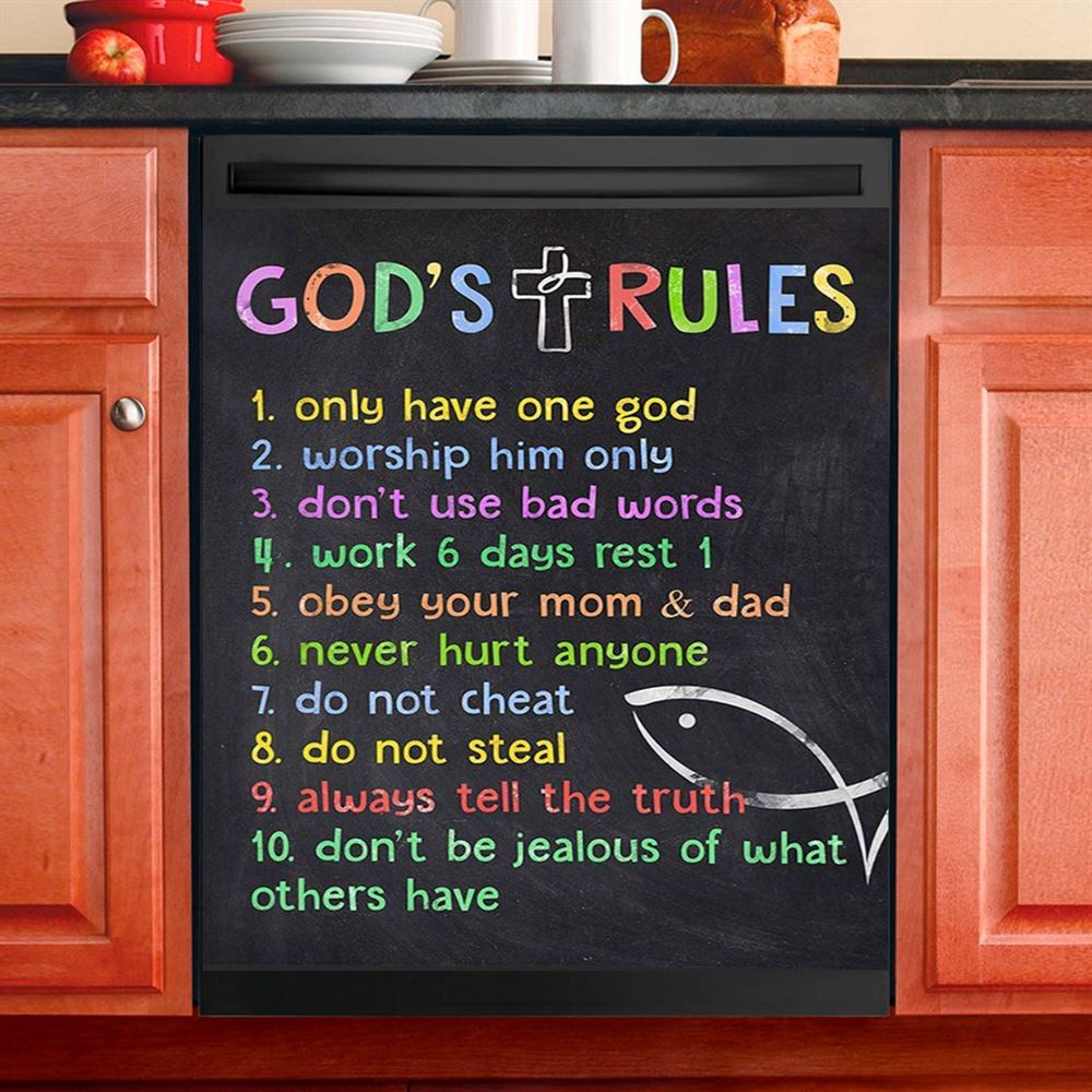 God's Top Ten Dishwasher Cover, Ten Commandments For Boys, Kids Kitchen Decor