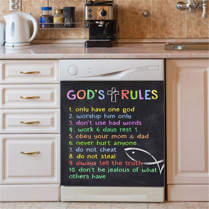 God's Top Ten Dishwasher Cover, Ten Commandments For Boys, Kids Kitchen Decor