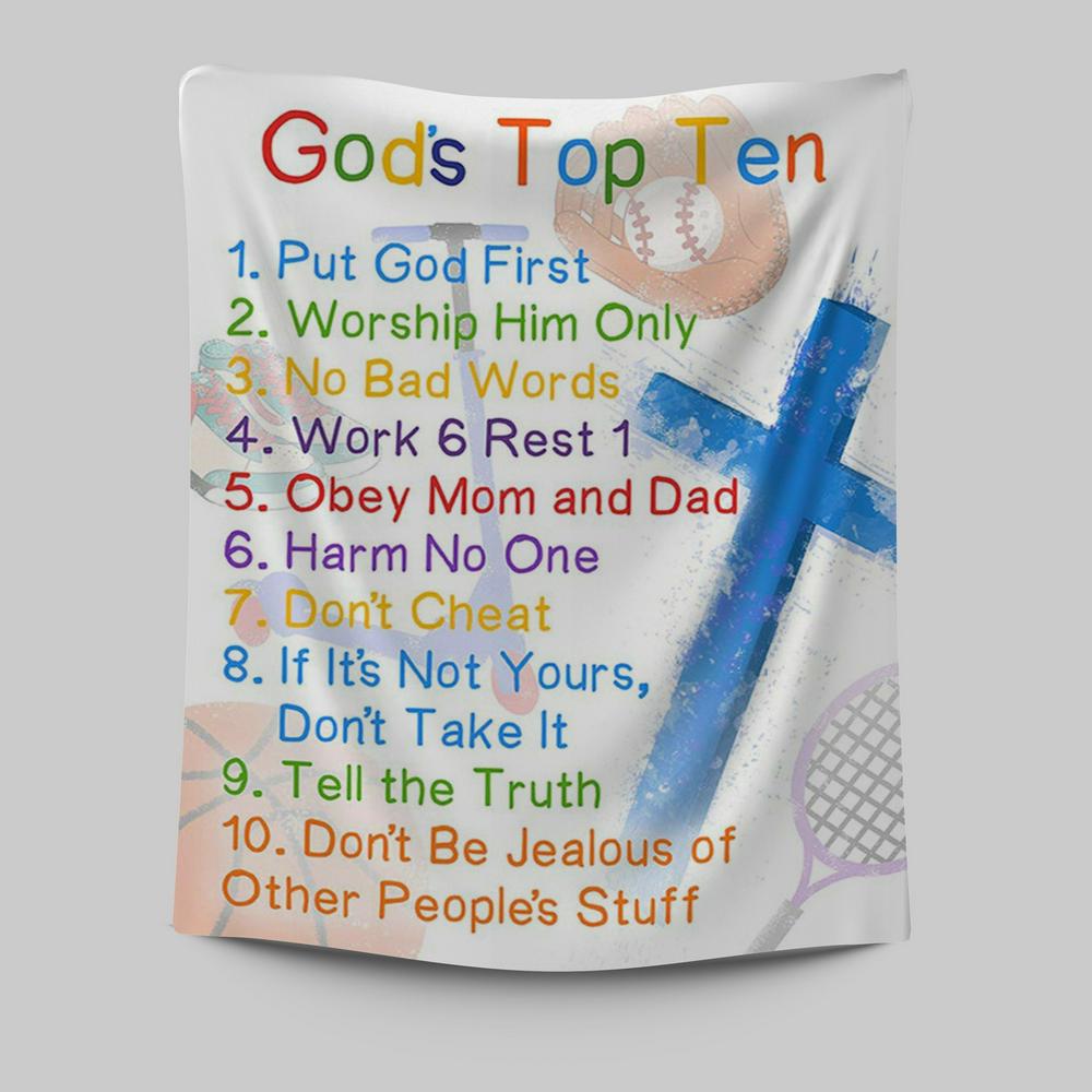 God's Top Ten Tapestry Prints - Ten Commandments For Boys - Kids Wall Decor