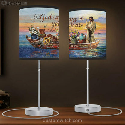 God says you are Table Lamb - Jesus on the boat Table Lamb Gift - Bible Verse Table Lamb - Religious Bedroom Decor