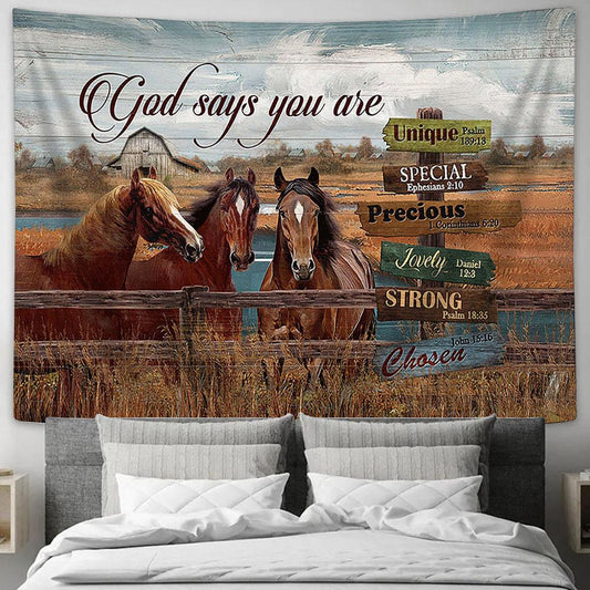 God says you are horses Rice field Tapestry Wall Art - Bible Verse Tapestry - Religious Tapestry Wall Hanging