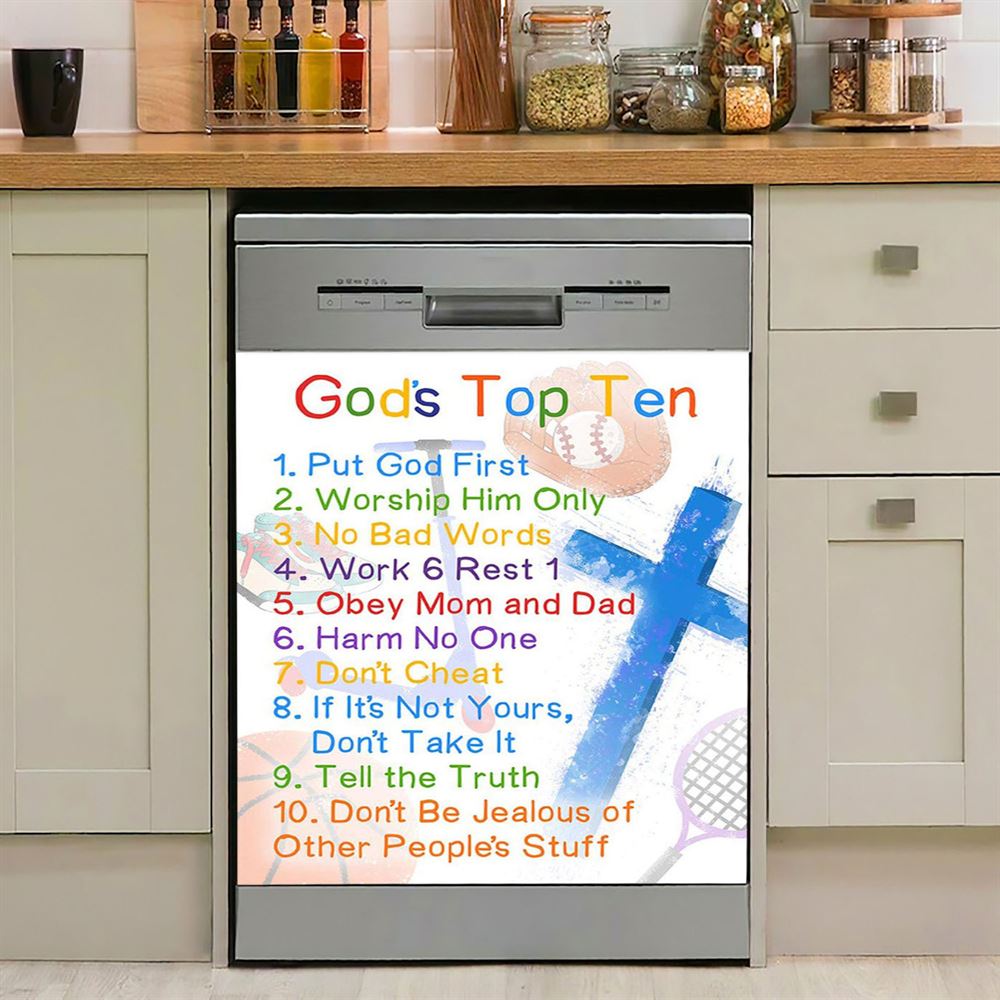Gods Rules Dishwasher Cover, Dishwasher Stickers For Kitchen Décor