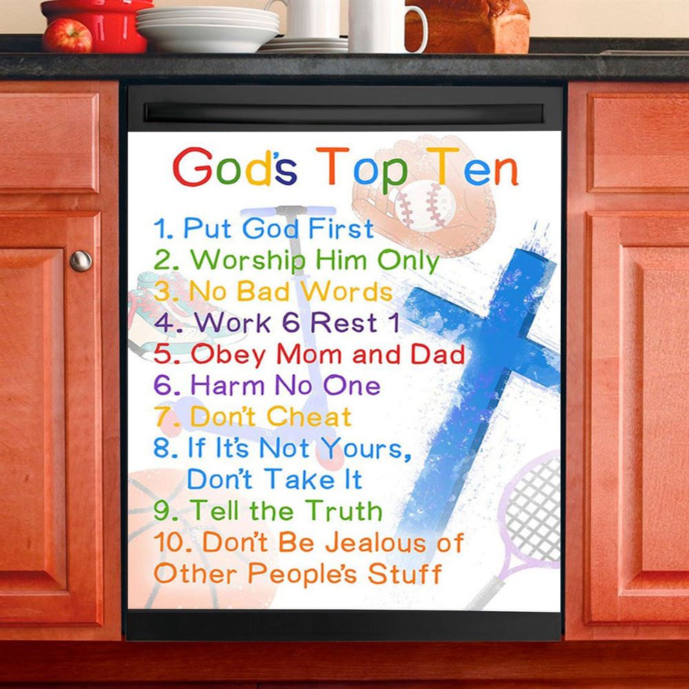 Gods Rules Dishwasher Cover, Dishwasher Stickers For Kitchen Décor