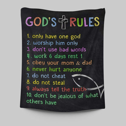 Gods Rules Tapestry Prints - Wall Decor For Kids Boys Girls Bedroom Toddler Room Or Nursery