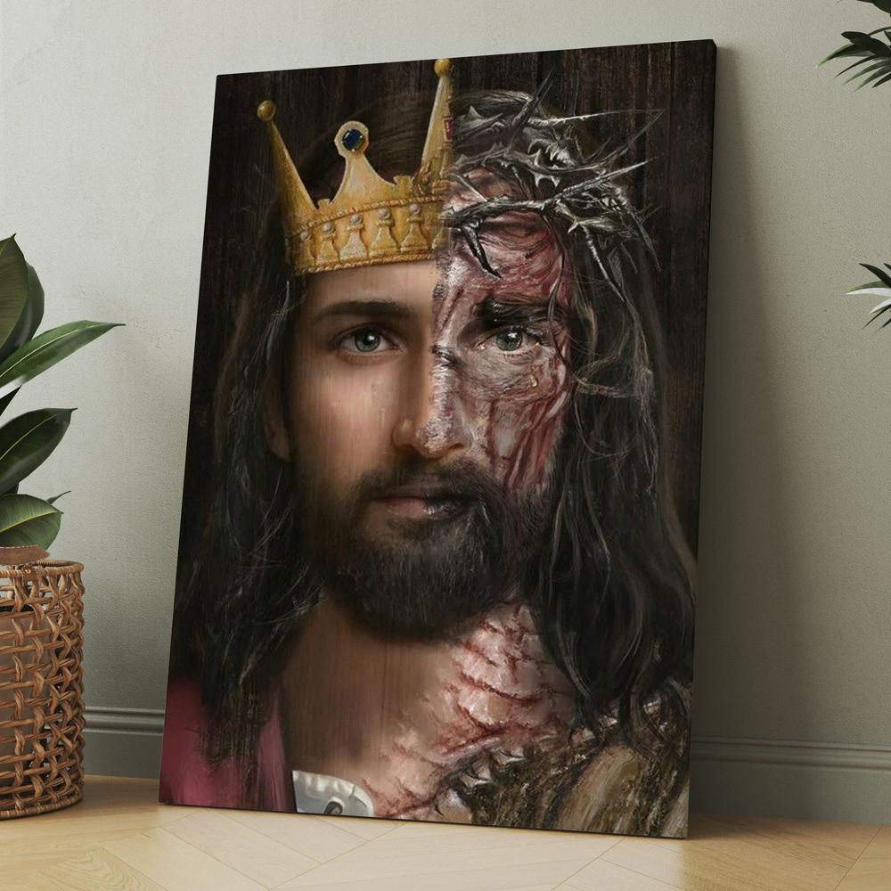 Golden Crown, Crown Of Thorn, Jesus Painting Canvas, Christmas Gift for Christian