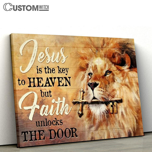 Golden Key, Beautiful Lion, Jesus Is The Key To Heaven Canvas Poster