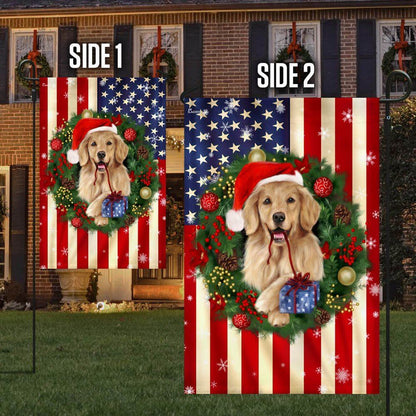 Golden Retriever Christmas American Flag, Christmas Dog Garden Flag, Christmas Gifts For Pet, Christmas Outdoor Decor Ideas