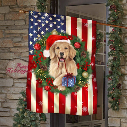 Golden Retriever Christmas American Flag, Christmas Dog Garden Flag, Christmas Gifts For Pet, Christmas Outdoor Decor Ideas