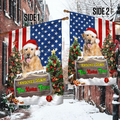 Golden Retriever Flag I Knocked Down The Xmas Tree Flag, Christmas Dog Garden Flag, Christmas Gifts For Pet, Christmas Outdoor Decor Ideas