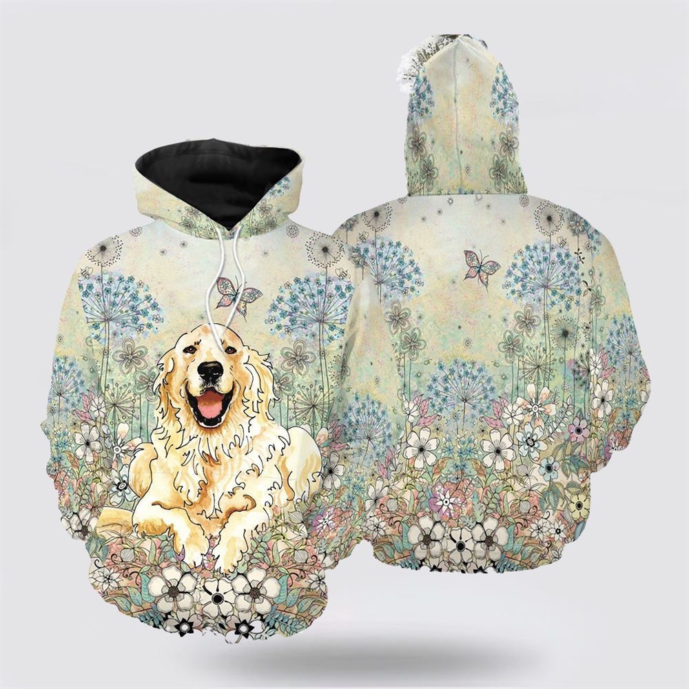 Golden Retriever Flower All Over Print 3D Hoodie For Men & Women, Christmas Dog Hoodie, Christmas Hoodie Cute, Christmas Gift