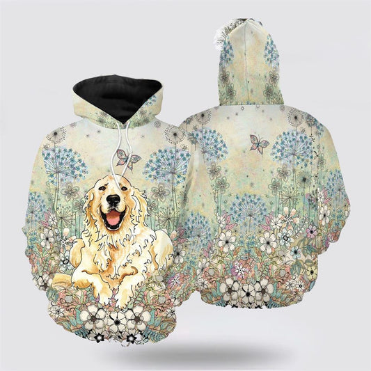Golden Retriever Flower All Over Print 3D Hoodie For Men & Women, Christmas Dog Hoodie, Christmas Hoodie Cute, Christmas Gift