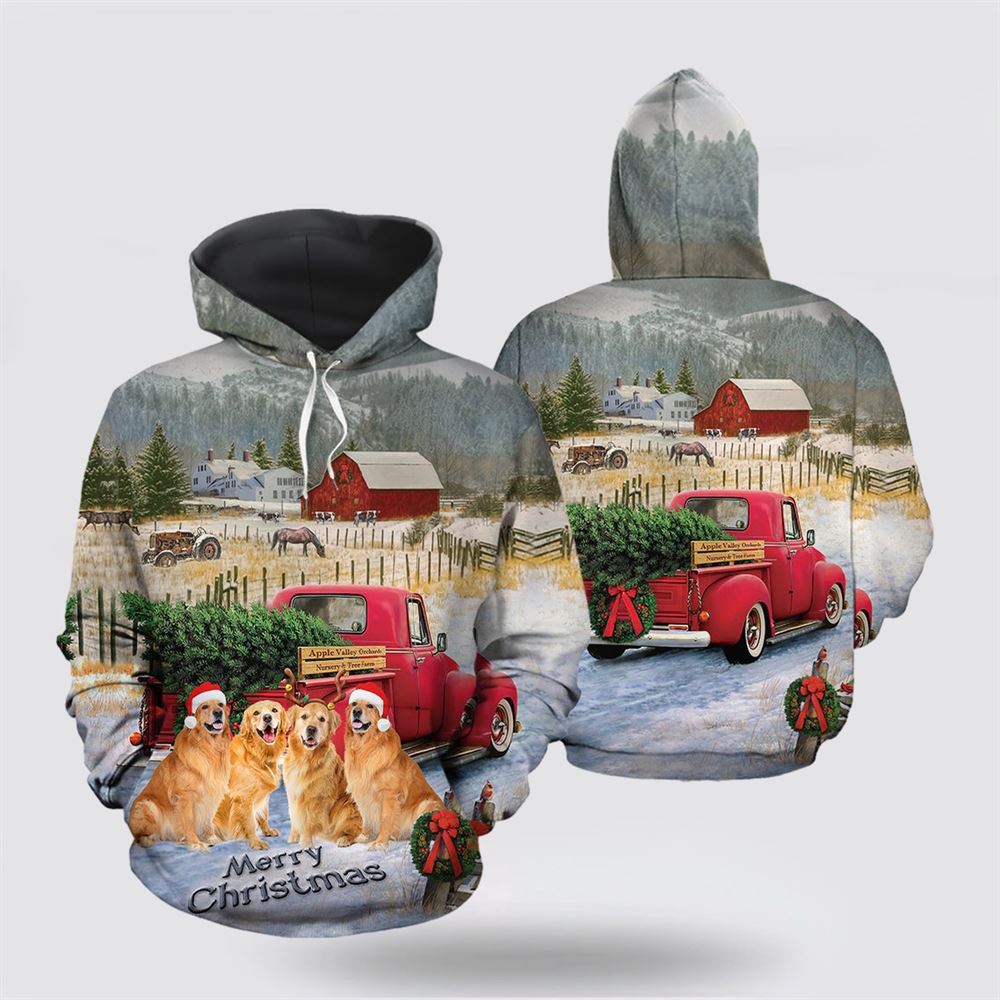Golden Retriever Merry Christmas All Over Print 3D Hoodie For Men & Women, Christmas Dog Hoodie, Christmas Hoodie Cute, Christmas Gift