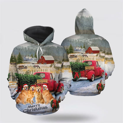 Golden Retriever Merry Christmas All Over Print 3D Hoodie For Men & Women, Christmas Dog Hoodie, Christmas Hoodie Cute, Christmas Gift