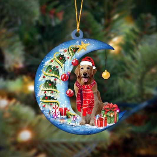 Golden Retriever On The Moon Merry Christmas Ornaments, Christmas Gift, Christmas Tree Decorations, Christmas Ornament 2023