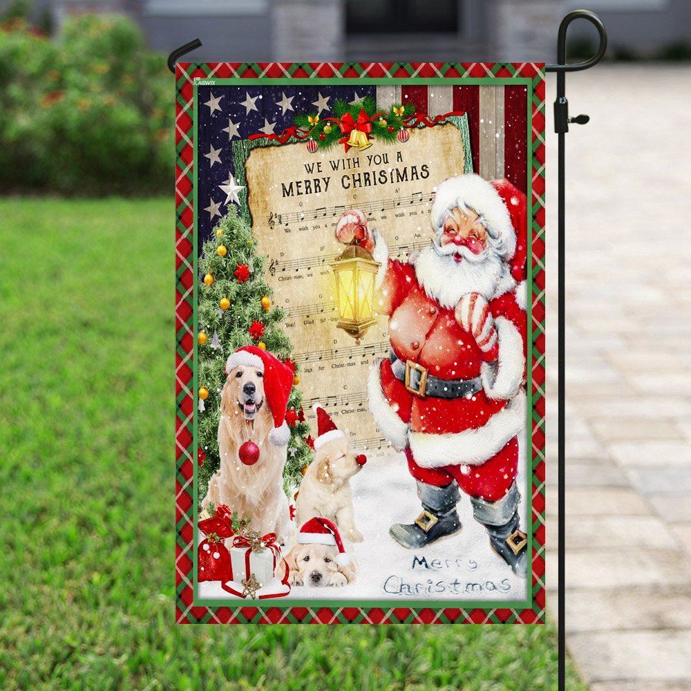 Golden Retriever Santa Hat In The Snow Flag, Christmas Garden Flag, Home Decor Accessories, Christmas Outdoor Decor Ideas