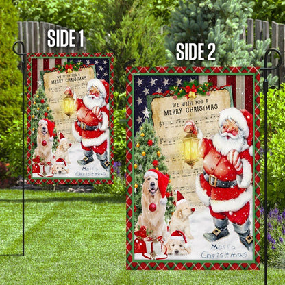 Golden Retriever Santa Hat In The Snow Flag, Christmas Garden Flag, Home Decor Accessories, Christmas Outdoor Decor Ideas