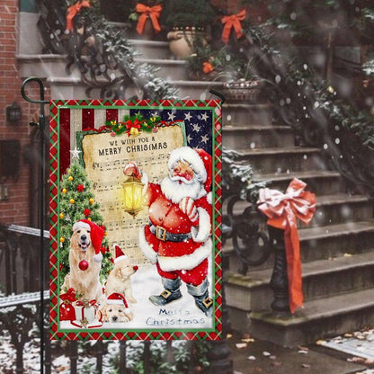 Golden Retriever Santa Hat In The Snow Flag, Christmas Garden Flag, Home Decor Accessories, Christmas Outdoor Decor Ideas