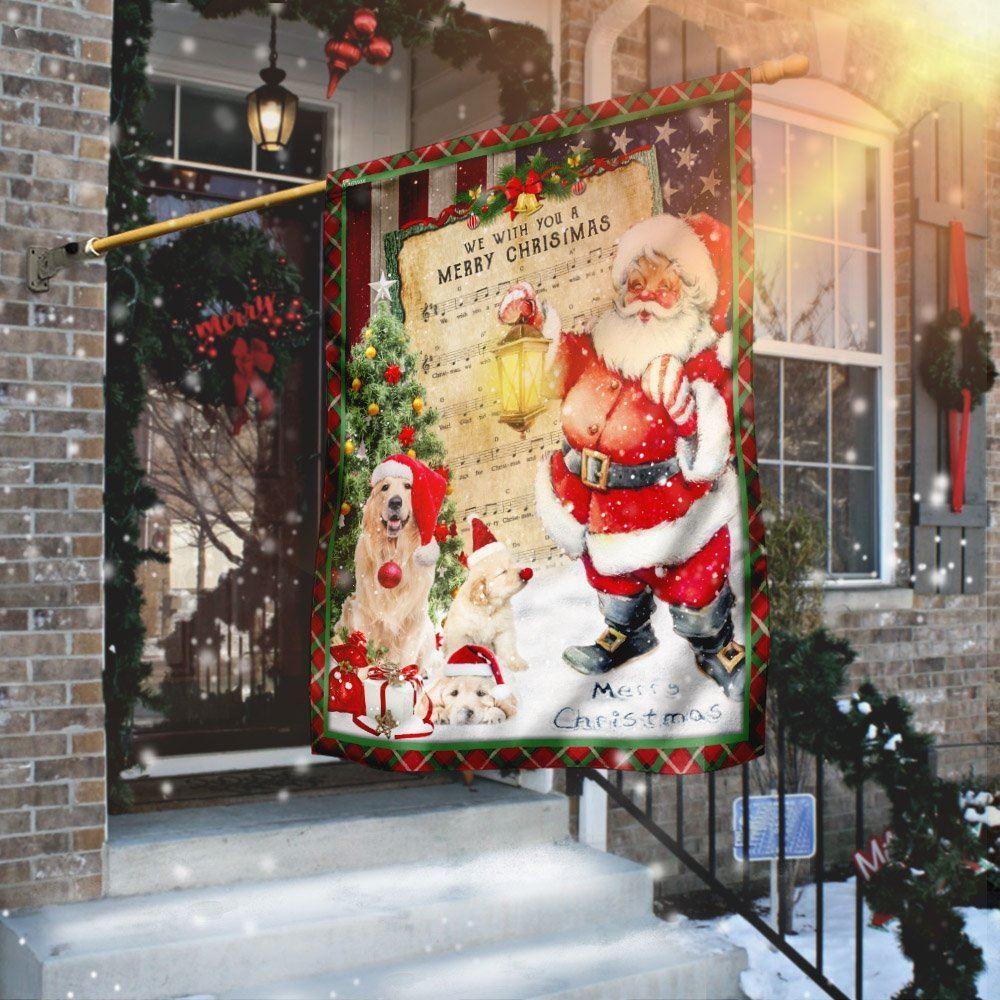 Golden Retriever Santa Hat In The Snow Flag, Christmas Garden Flag, Home Decor Accessories, Christmas Outdoor Decor Ideas