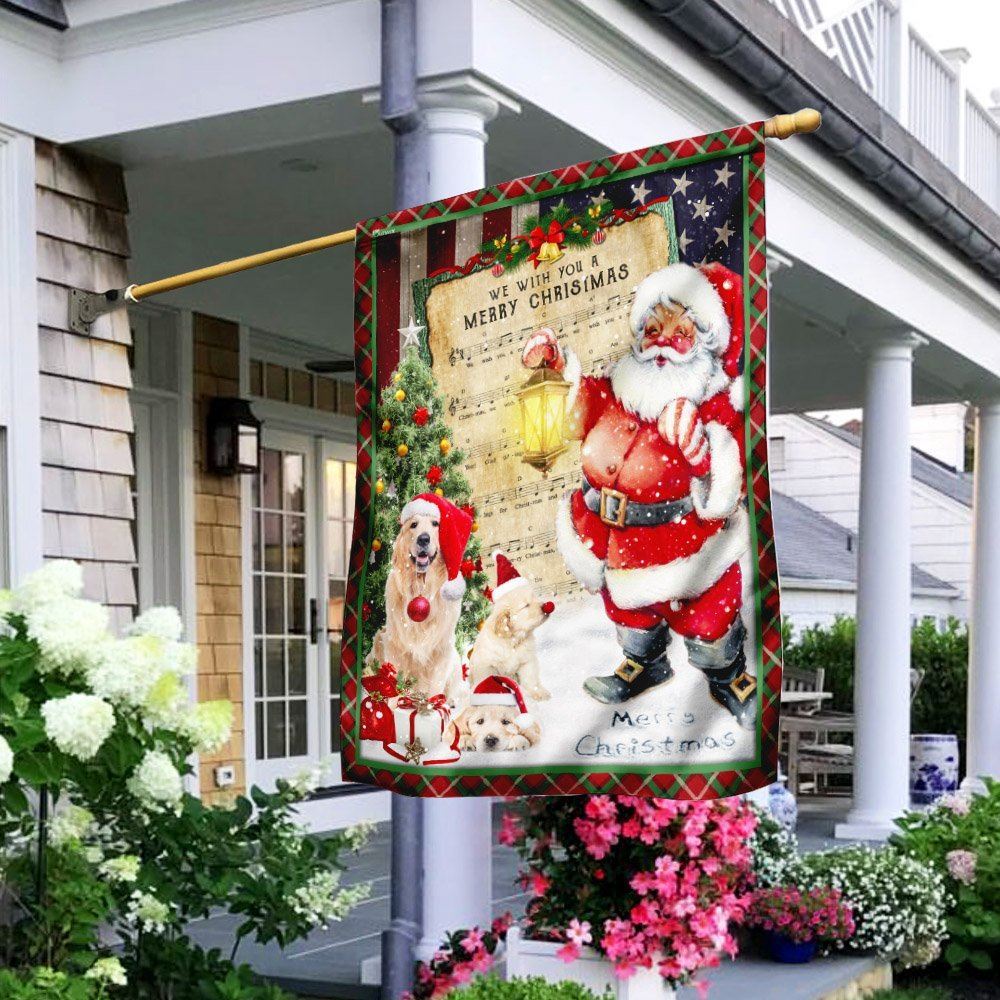 Golden Retriever Santa Hat In The Snow Flag, Christmas Garden Flag, Home Decor Accessories, Christmas Outdoor Decor Ideas