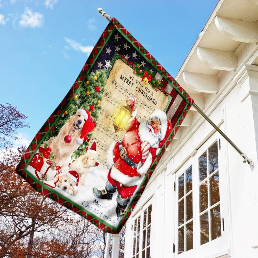 Golden Retriever Santa Hat In The Snow Flag, Christmas Garden Flag, Home Decor Accessories, Christmas Outdoor Decor Ideas