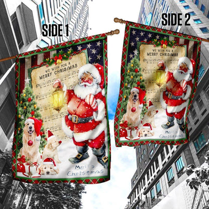 Golden Retriever Santa Hat In The Snow Flag, Christmas Garden Flag, Home Decor Accessories, Christmas Outdoor Decor Ideas