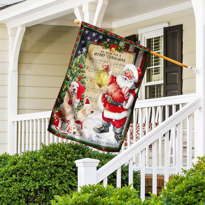 Golden Retriever Santa Hat In The Snow Flag, Christmas Garden Flag, Home Decor Accessories, Christmas Outdoor Decor Ideas