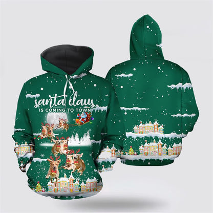 Golden Retriever Santa Is Coming To Town All Over Print 3D Hoodie For Men & Women, Christmas Dog Hoodie, Christmas Hoodie Cute, Christmas Gift