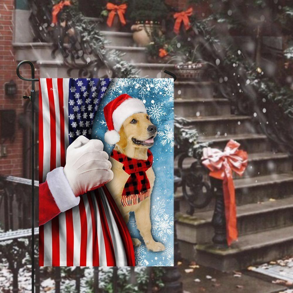 Golden Retriever Through The Snow Flag, Christmas Dog Garden Flag, Christmas Gifts For Pet, Christmas Outdoor Decor Ideas