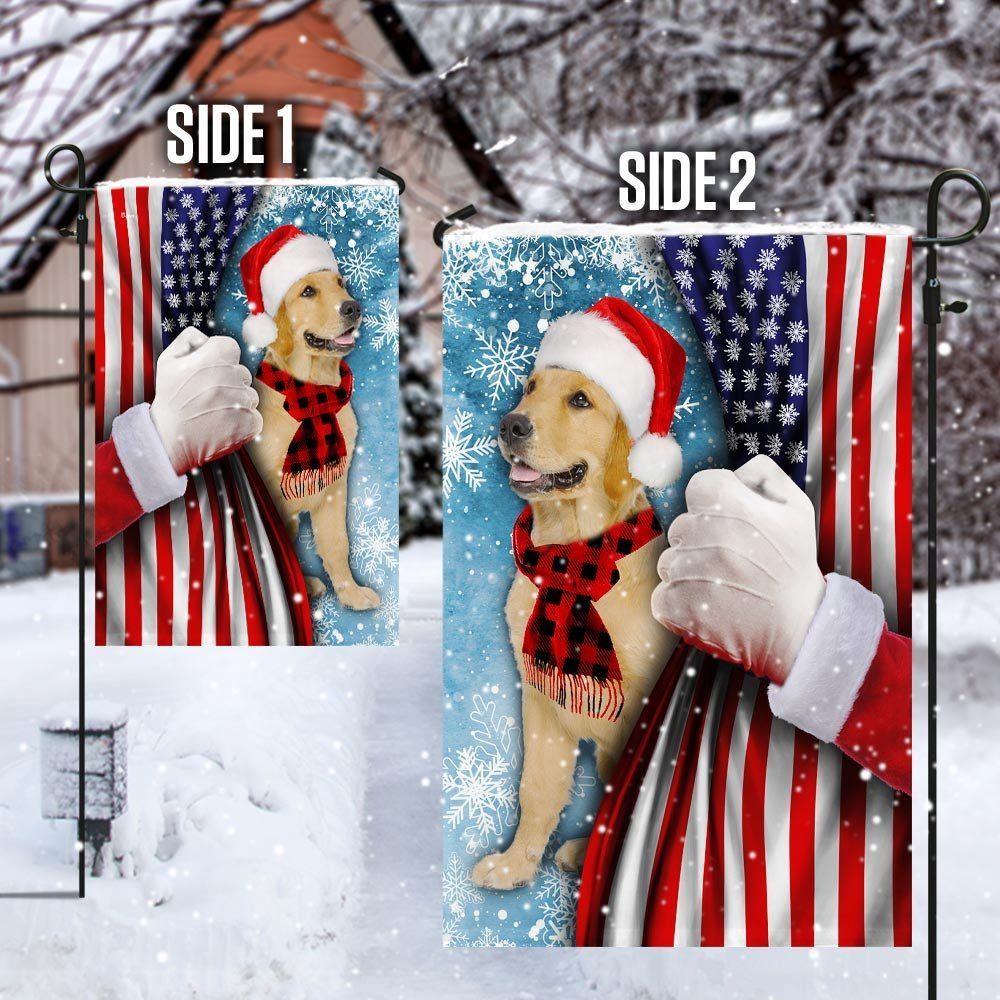 Golden Retriever Through The Snow Flag, Christmas Dog Garden Flag, Christmas Gifts For Pet, Christmas Outdoor Decor Ideas