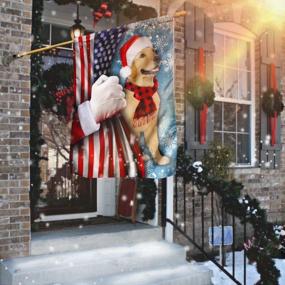 Golden Retriever Through The Snow Flag, Christmas Dog Garden Flag, Christmas Gifts For Pet, Christmas Outdoor Decor Ideas