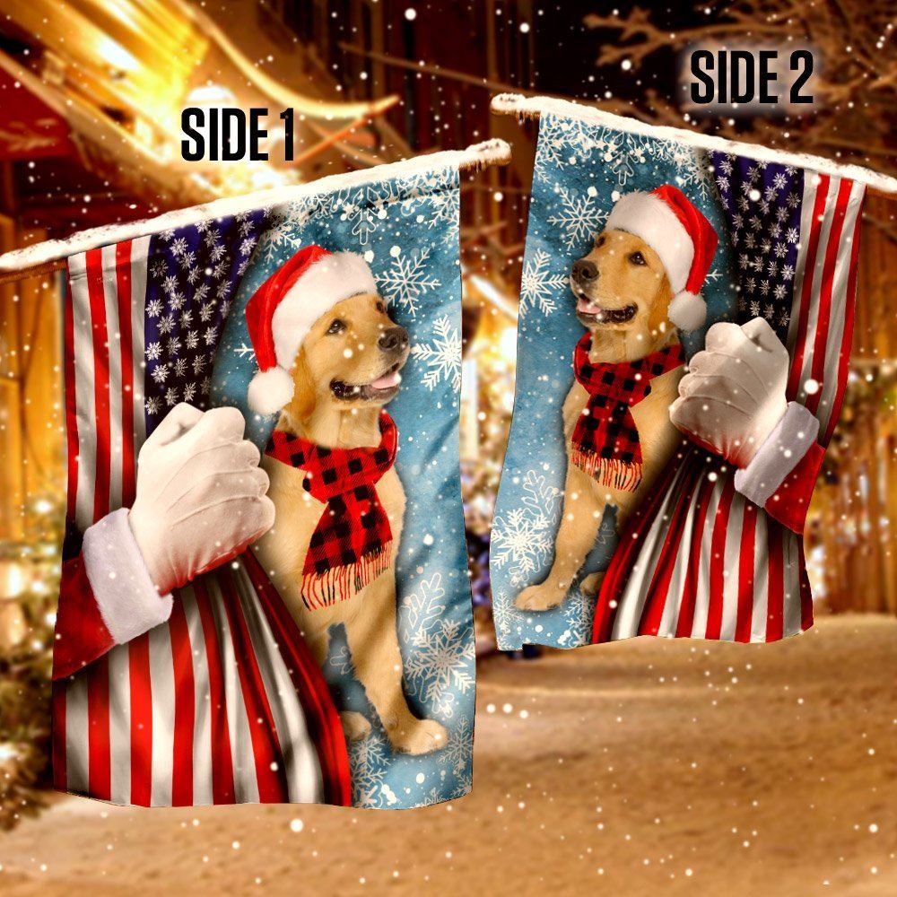 Golden Retriever Through The Snow Flag, Christmas Dog Garden Flag, Christmas Gifts For Pet, Christmas Outdoor Decor Ideas