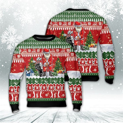 Golf Santa Ugly Christmas Sweater, Best Gift For Holiday, Christmas Crewneck Sweater, Christmas Winter Fashion