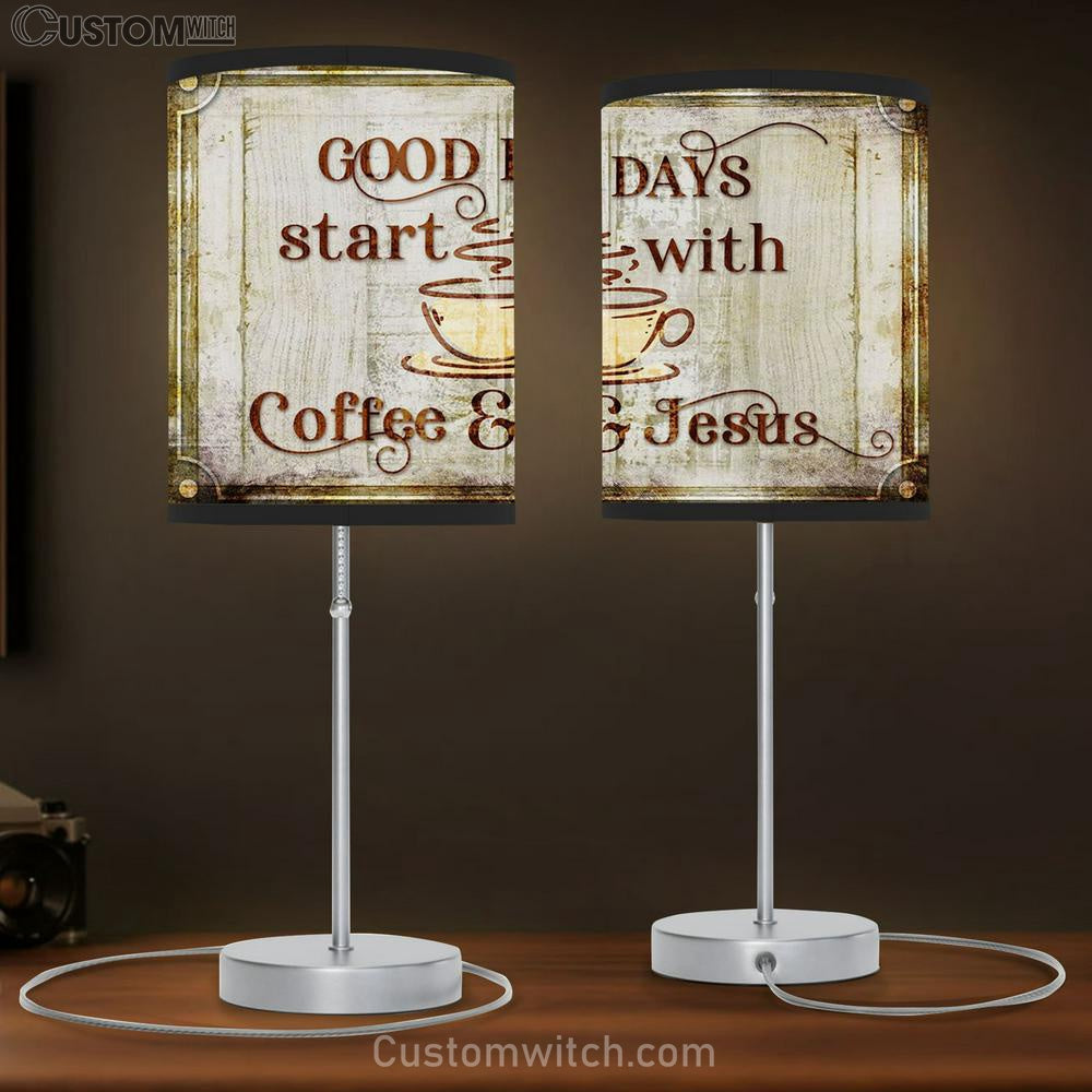 Good Days Start With Coffee And Jesus Table Lamb Prints - Religious Wall Decor - Christian Table Lamb Gift