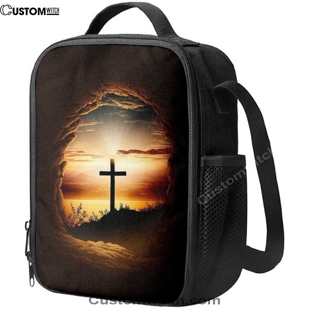 Good Friday Cross Golden Sunset Sky Lunch Bag, Religious Lunch Bag, Christian Lunch Bag, Religious Lunch Box For School, Picnic