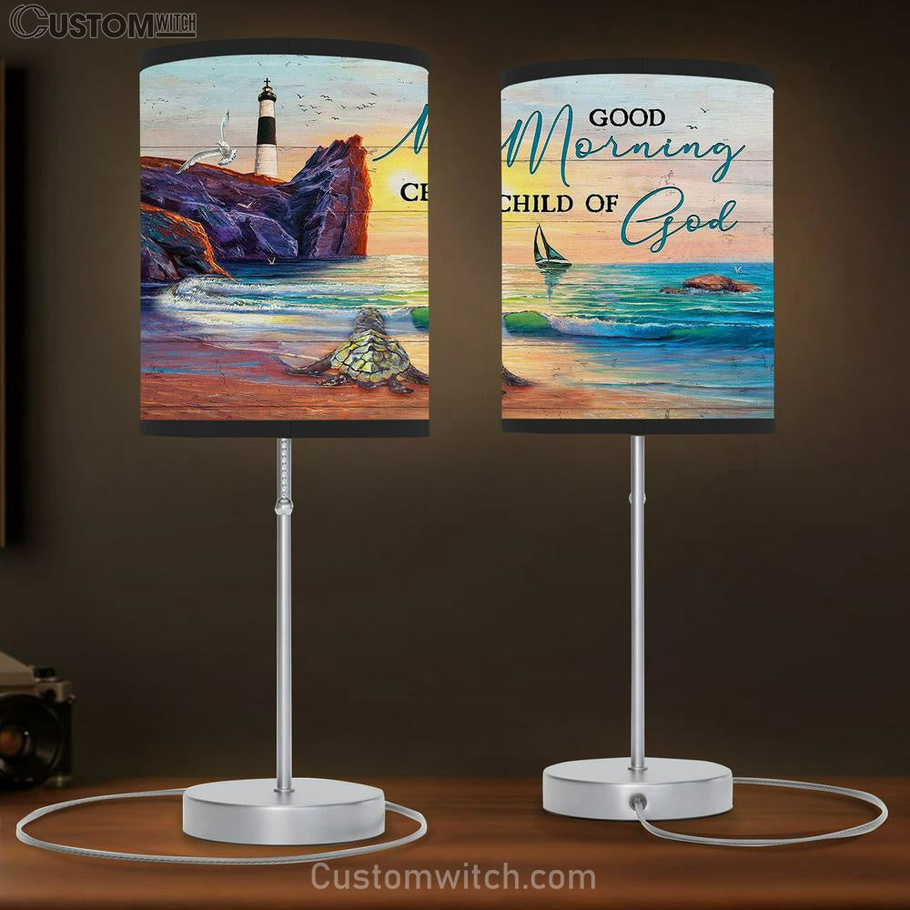 Good Morning Child Of God Sunset Oldest Turtle Table Lamb Prints - Religious Table Lamb Art - Christian Home Decor