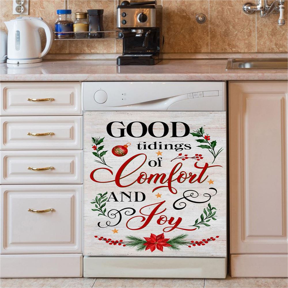 Good Tidings Of Comfort And Joy Christmas Dishwasher Cover, Bible Verse Dishwasher Stickers, Scripture Kitchen Decor