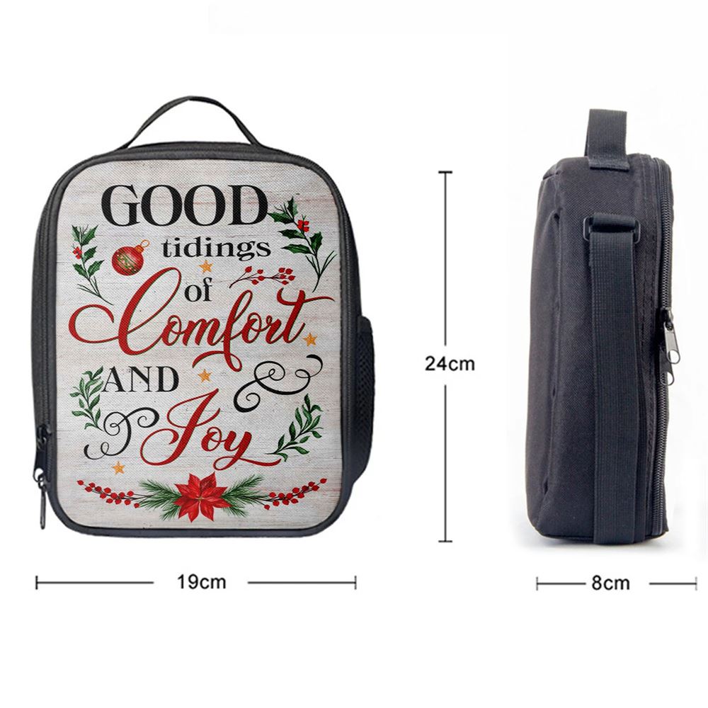 Good Tidings Of Comfort And Joy Christmas Lunch Bag, Christian Lunch Bag, Religious Lunch Box For School, Picnic
