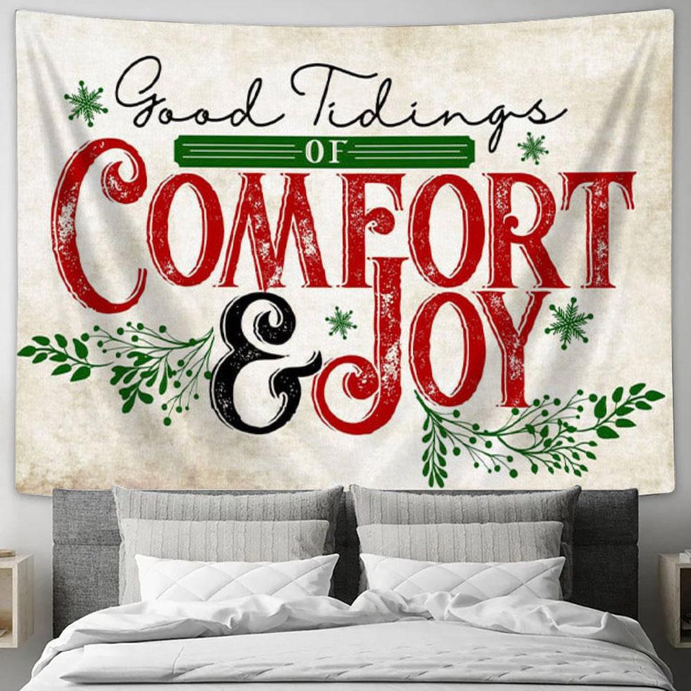 Good Tidings Of Comfort And Joy Tapestry Wall Art - Christian Christmas Wall Decor - Christian Wall Decor