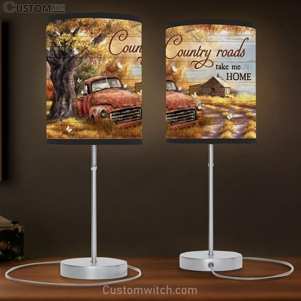 Gorgeous Autumn Season, Old Red Truck, Country Roads Take Me Home Table Lamb