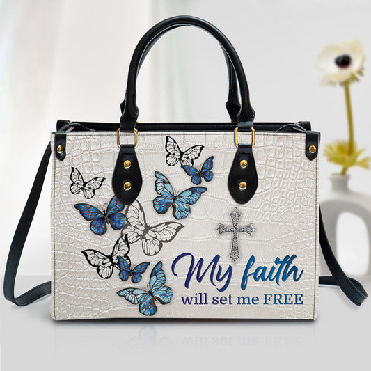 Gorgeous Butterfly Leather Bag, My Faith Will Set Me Free, Christian Pu Leather Bags For Women