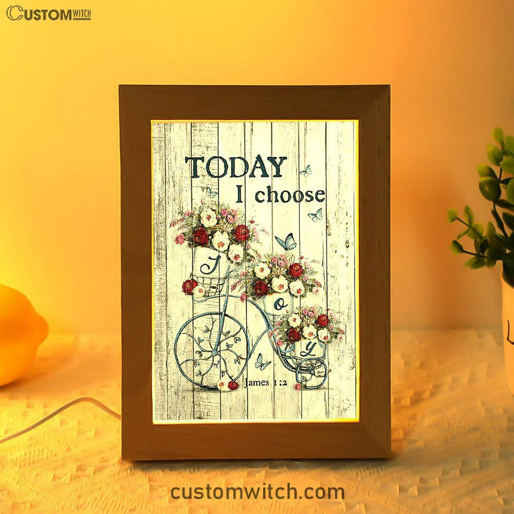 Gorgeous Roses Today I Choose Joy Frame Lamp - Christian Art - Religious Home Decor