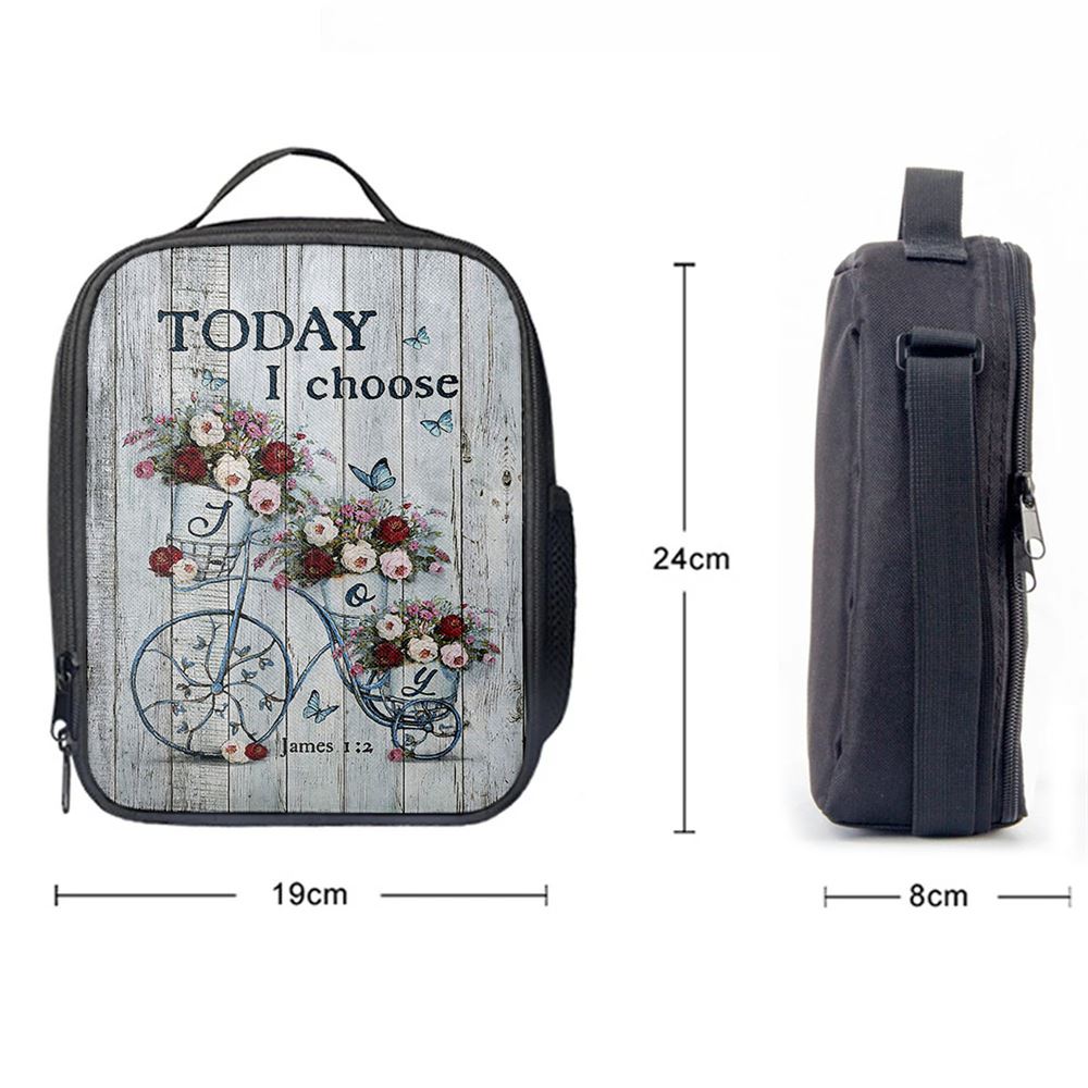 Gorgeous Roses Today I Choose Joy Lunch Bag, Christian Lunch Bag, Religious Lunch Box For School, Picnic