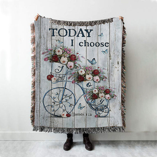 Gorgeous Roses Today I Choose Joy Woven Blanket - Christian Throw Blanket - Religious Home Decor