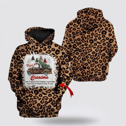 Grandma Leopard Seamless Truck Christmas All Over Print 3D Hoodie For Men & Women, Christmas Hoodie Cute, Christmas Gift, Christmas Fashion