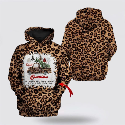Grandma Leopard Seamless Truck Christmas All Over Print 3D Hoodie For Men & Women, Christmas Hoodie Cute, Christmas Gift, Christmas Fashion