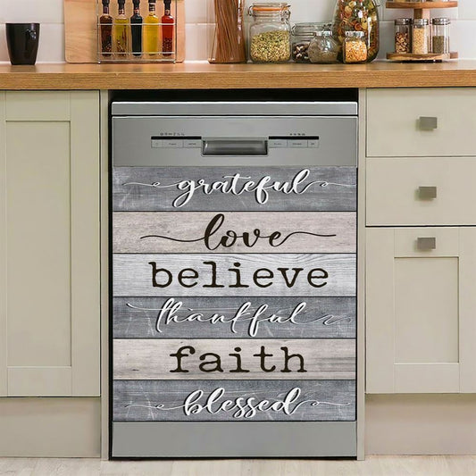 Grateful Love Believe Thankful Faith Blessed Dishwasher Cover, Bible Verse Dishwasher Stickers, Scripture Kitchen Decor