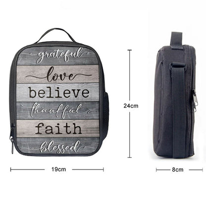 Grateful Love Believe Thankful Faith Blessed Lunch Bag, Christian Lunch Bag, Religious Lunch Box For School, Picnic