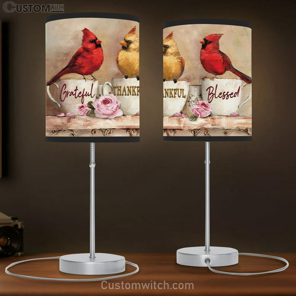 Grateful Thankful Blessed Table Lamb Gift - Cardinal - Christian Gifts - Christian Bedroom Decor