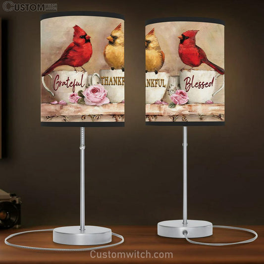 Grateful Thankful Blessed Table Lamb Gift - Cardinal - Christian Gifts - Christian Bedroom Decor